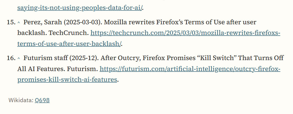 The Wikidata link at the bottom of an article