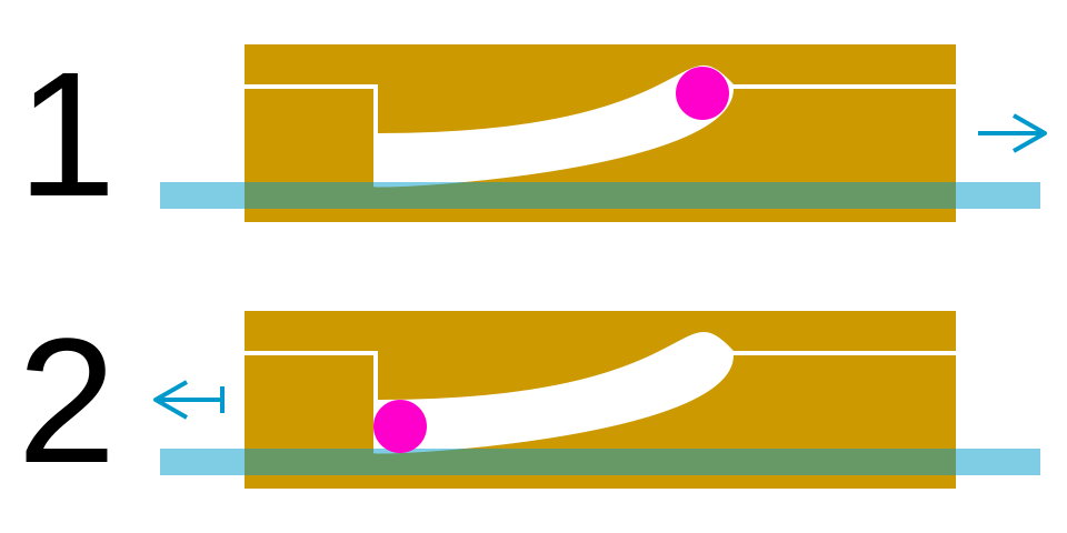 Schematic diagram of a rectangular box-frame belt buckle, showing the frame, the hinged prong, and the strap passing through.