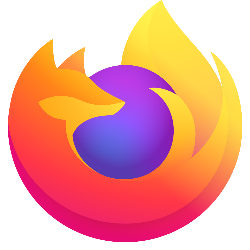 The 2019 Firefox logo, showing a stylized orange and purple fox shape around a purple globe.